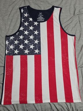 George Mens Tank Top - Red, White & Navy Stars & Stripes